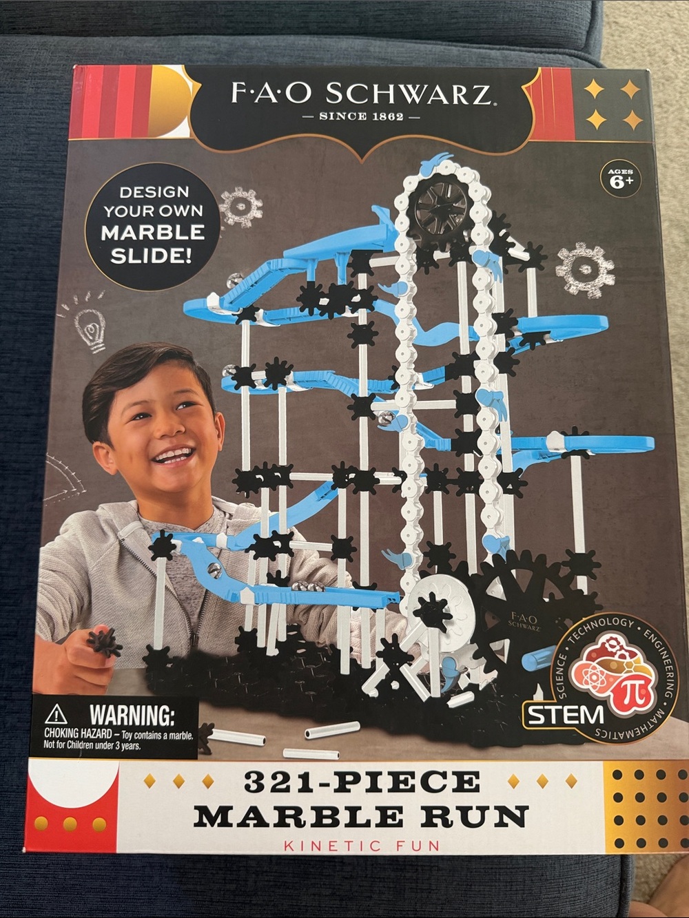 FAO Schwarz Blue and White 321-Piece Marble Run Building Set!! Never used.
